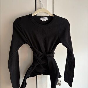 The Line by K Black Tie-Front Long Sleeve Top